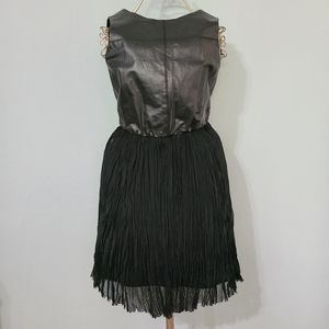 Alice +‎ Olivia Black Leather Silk Dress size 4